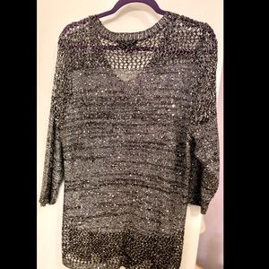 Lauren Michelle Silver Metallic Sweater - XL